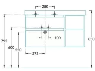 Тумба под раковину Kerama Marazzi Cubo CUB.90.2Lh\WHTM.N левая 90 см белый матовый/структурированный орех